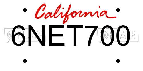 6NET700 California License Plate
