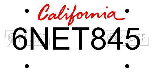 6NET845 California License Plate