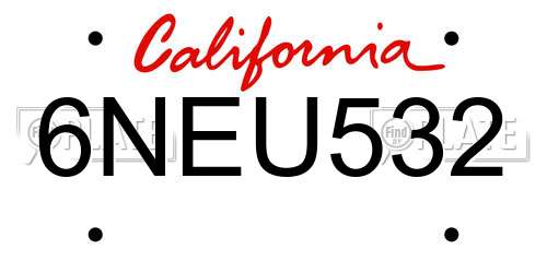 6NEU532 California License Plate