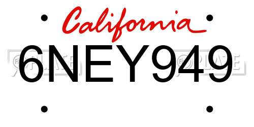 6NEY949 California License Plate