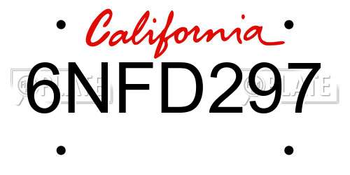 6NFD297 California License Plate