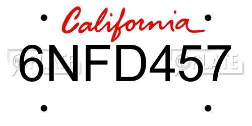 6NFD457 California License Plate