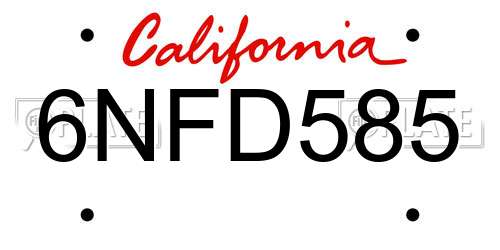 6NFD585 California License Plate