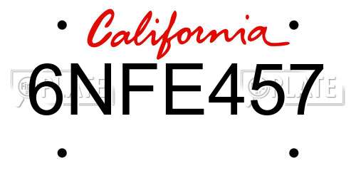 6NFE457 California License Plate