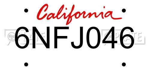 6NFJ046 California License Plate