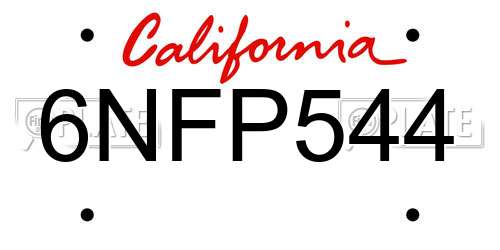 6NFP544 California License Plate