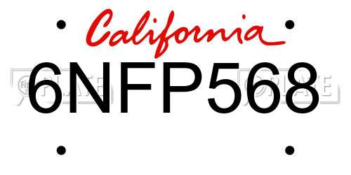 6NFP568 California License Plate