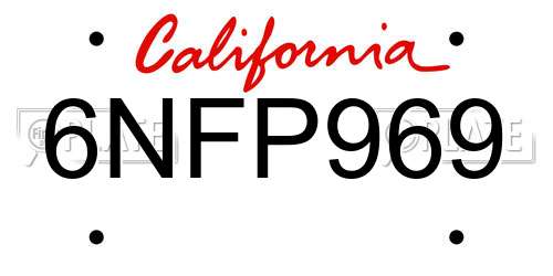 6NFP969 California License Plate