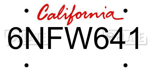6NFW641 California License Plate