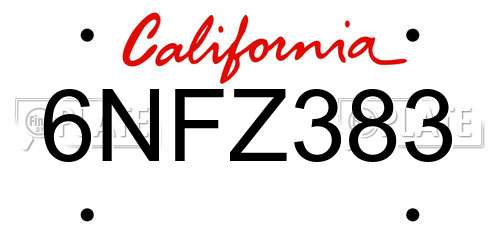 6NFZ383 California License Plate