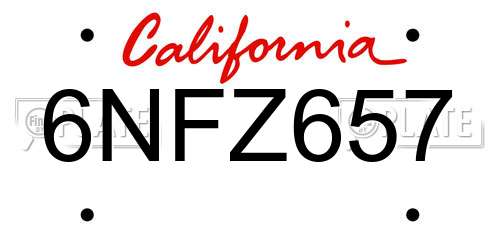 6NFZ657 California License Plate