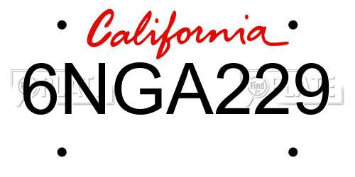 6NGA229 California License Plate