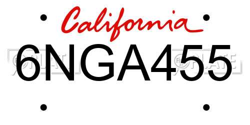 6NGA455 California License Plate