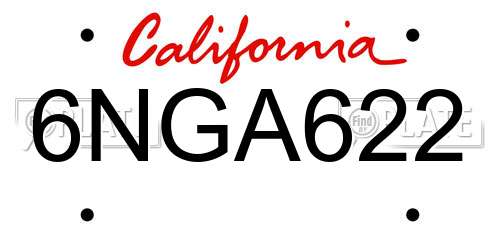 6NGA622 California License Plate