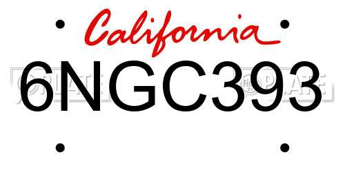 6NGC393 California License Plate