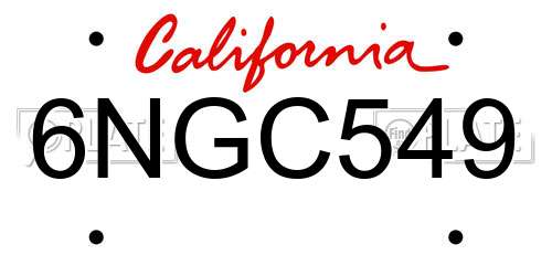 6NGC549 California License Plate