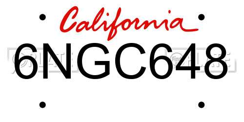 6NGC648 California License Plate