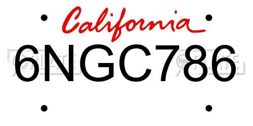6NGC786 California License Plate