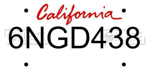 6NGD438 California License Plate