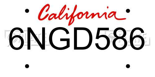 6NGD586 California License Plate
