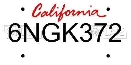 6NGK372 California License Plate