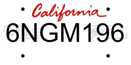 6NGM196 California License Plate