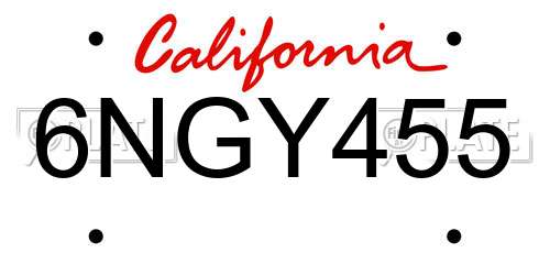 6NGY455 California License Plate