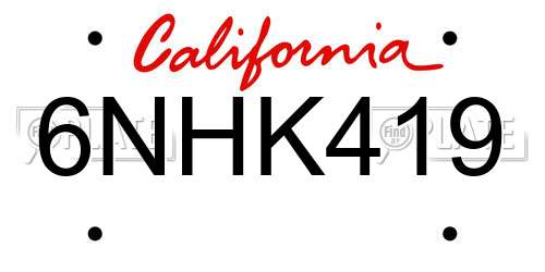 6NHK419 California License Plate