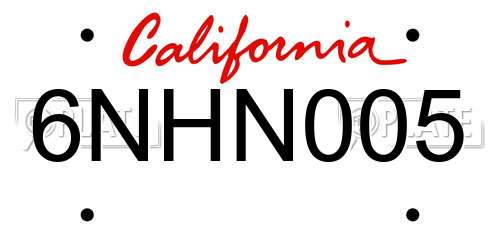 6NHN005 California License Plate