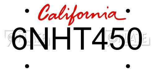 6NHT450 California License Plate