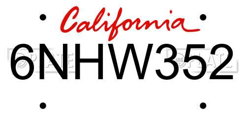 6NHW352 California License Plate