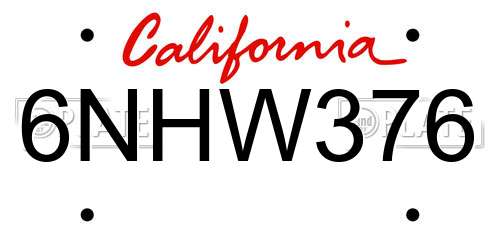 6NHW376 California License Plate