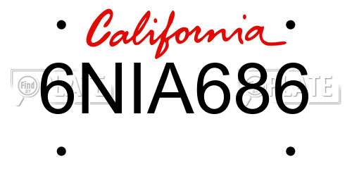 6NIA686 California License Plate