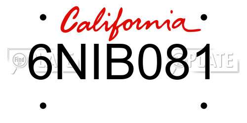 6NIB081 California License Plate