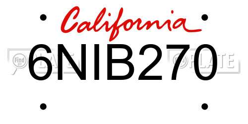 6NIB270 California License Plate