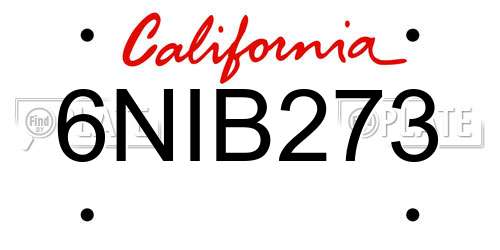 6NIB273 California License Plate