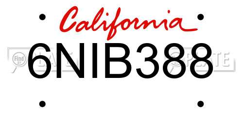 6NIB388 California License Plate