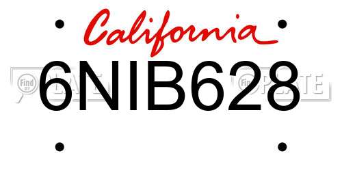 6NIB628 California License Plate