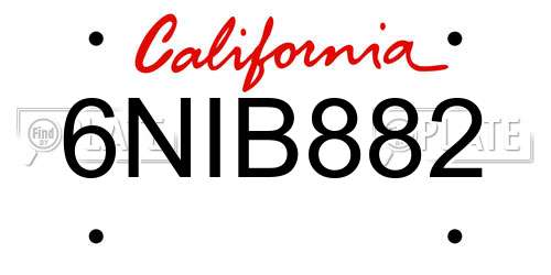 6NIB882 California License Plate