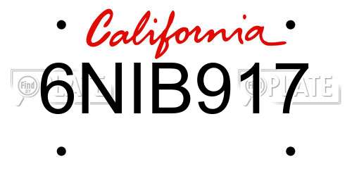 6NIB917 California License Plate
