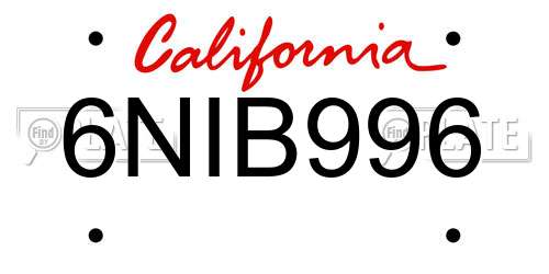 6NIB996 California License Plate