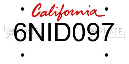 6NID097 California License Plate
