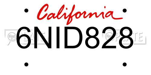 6NID828 California License Plate