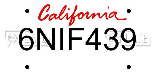 6NIF439 California License Plate