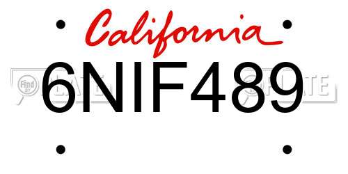 6NIF489 California License Plate