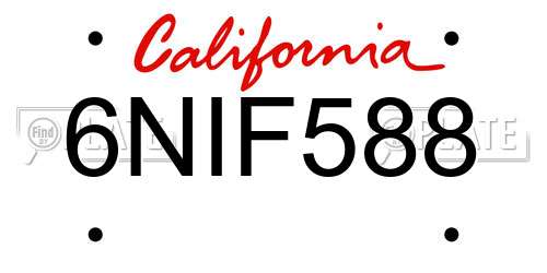 6NIF588 California License Plate