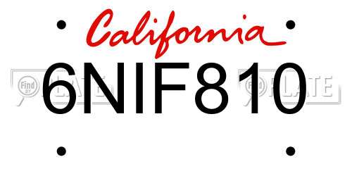 6NIF810 California License Plate