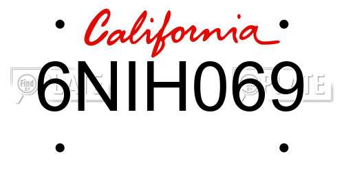 6NIH069 license plate in CA state