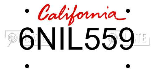 6NIL559 California License Plate