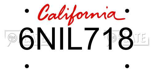 6NIL718 California License Plate